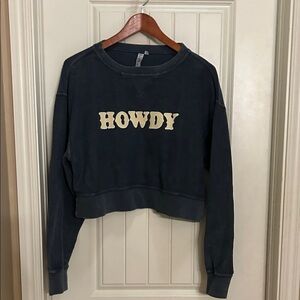 Chicka-d S Navy 'Howdy' Crop Sweatshirt -